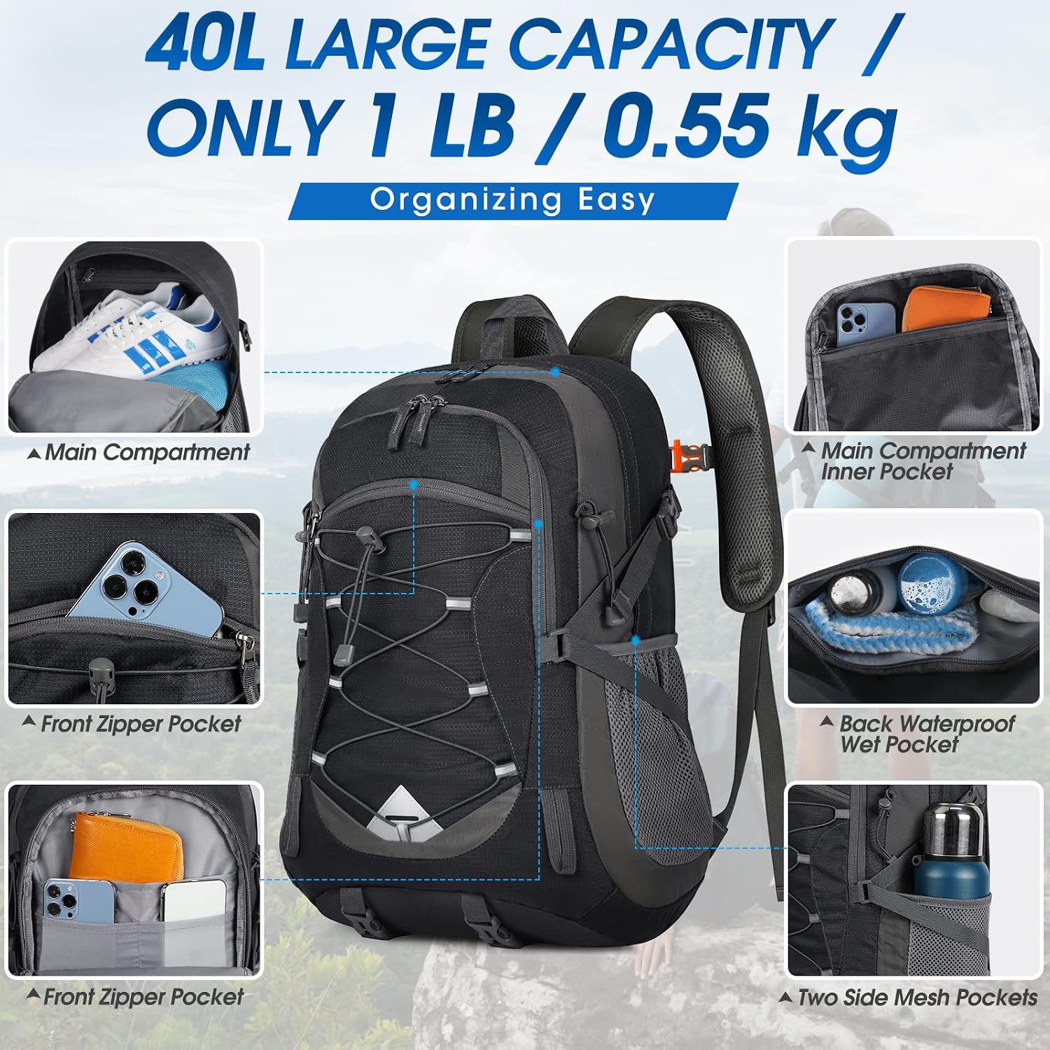 Thumbnail 1 de IGOLUMON Hiking Backpack 40L lightweight daypack