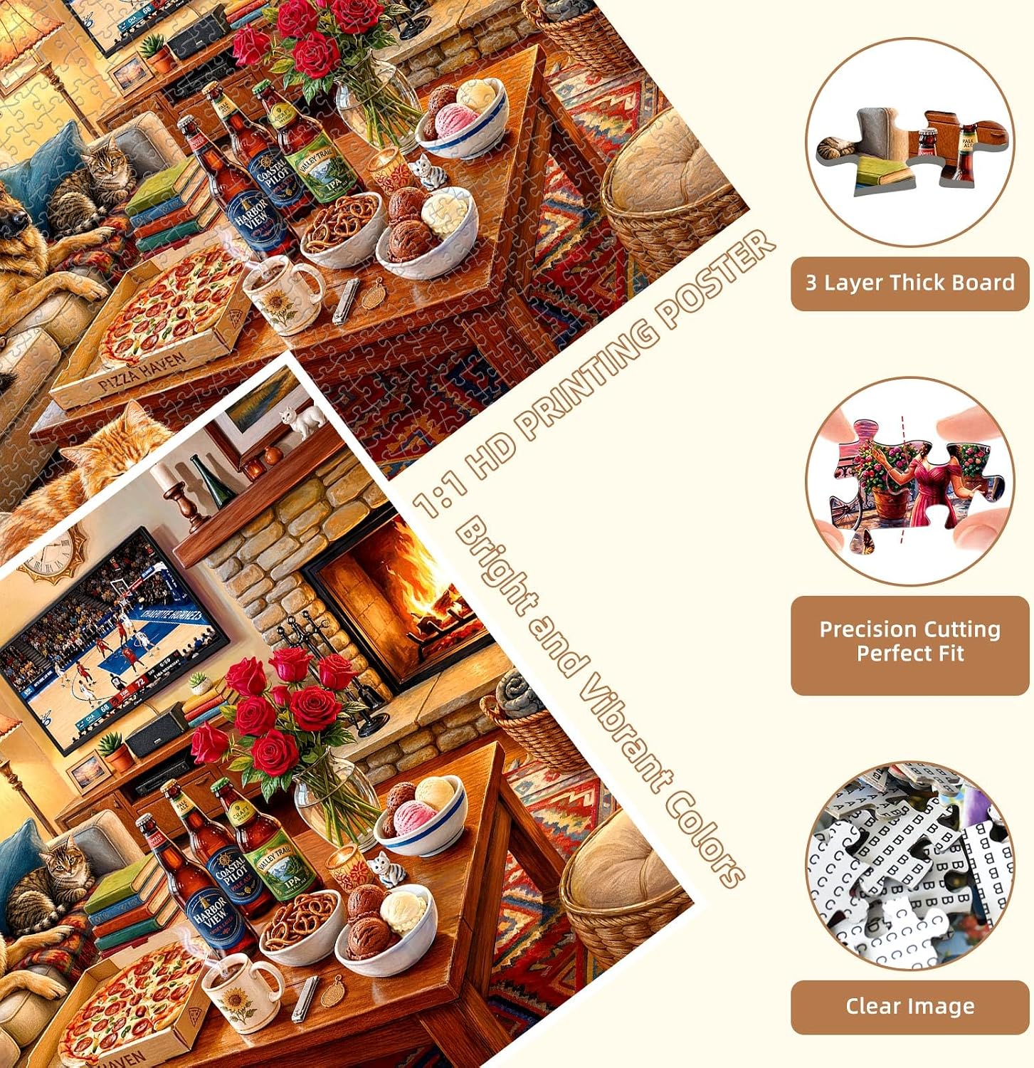 Detalle de Cozy Living Room Puzzles for Adults 1000 Pieces