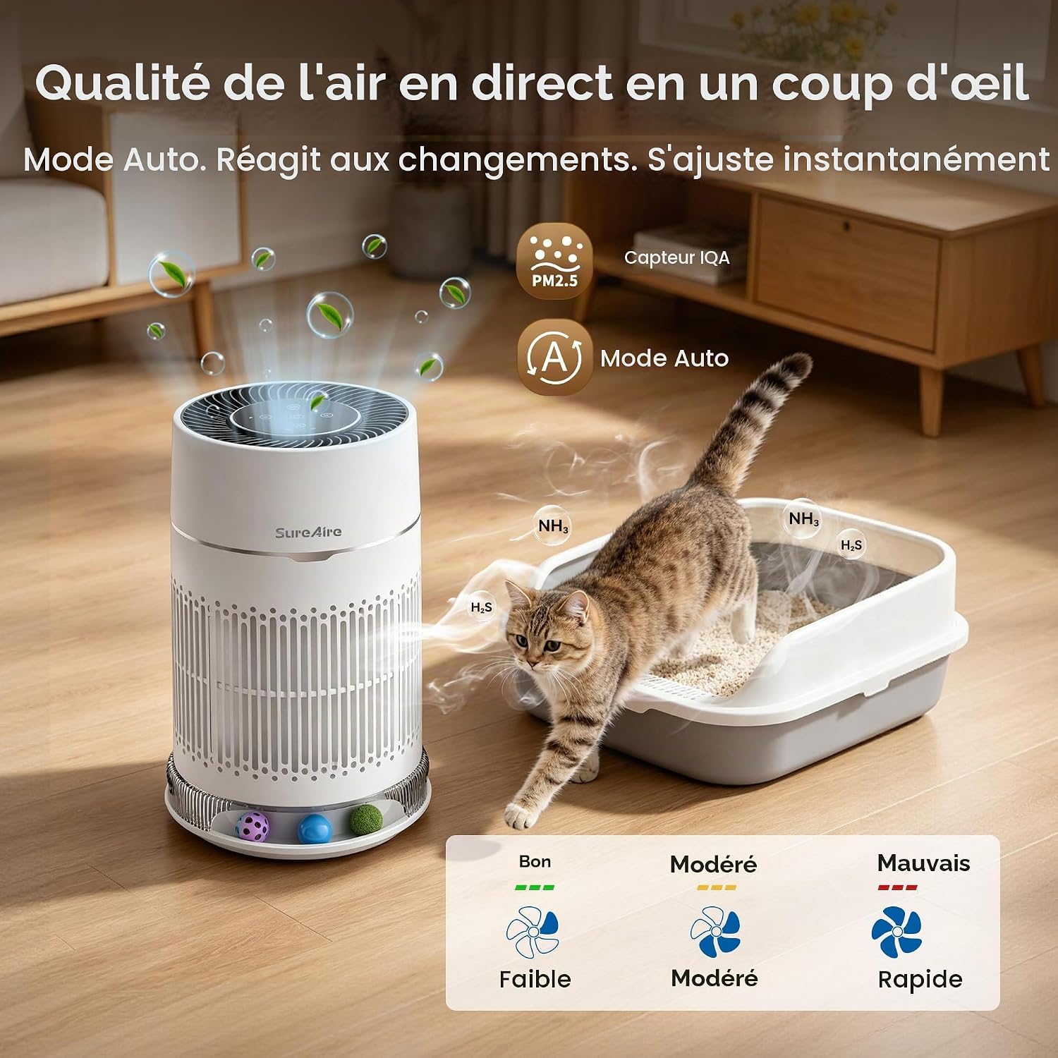 Thumbnail 1 de SureAire AP-D1-SP201-B luchtreiniger voor katten met H13 HEPA-filter en speelbal