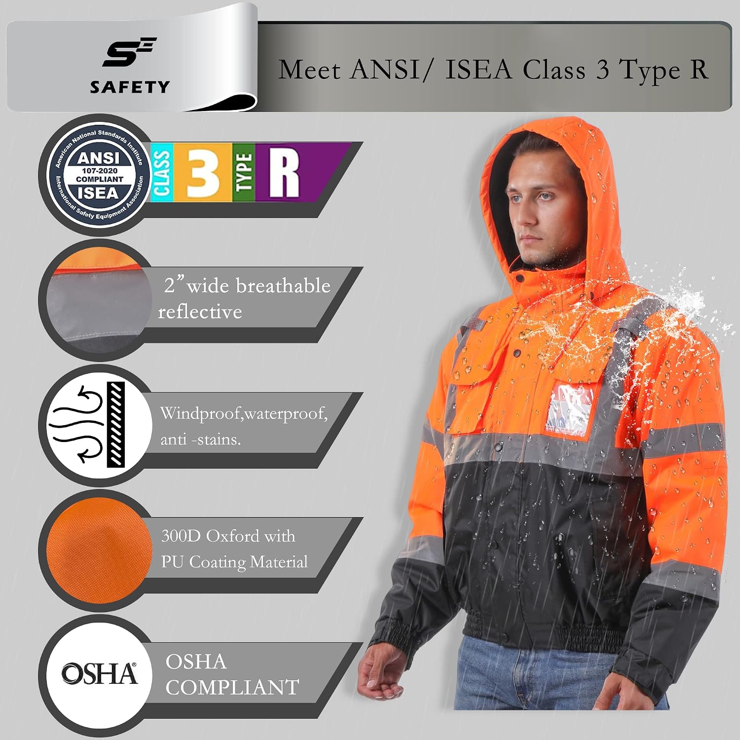Detalle de sesafety Reflective Safety Jacket, Class 3