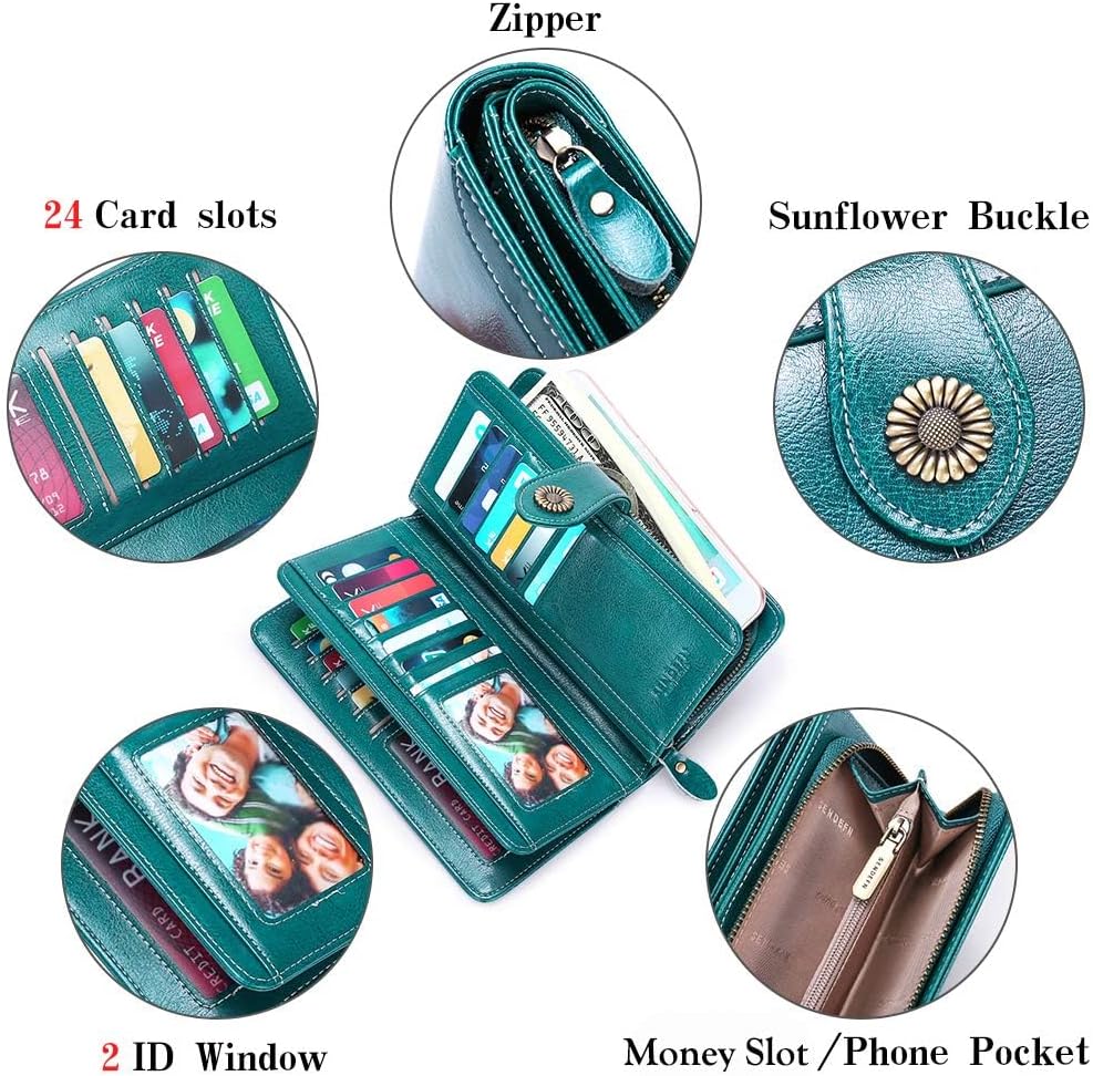 Thumbnail 5 de SENDEFN Genuine Leather RFID Wallet Purse