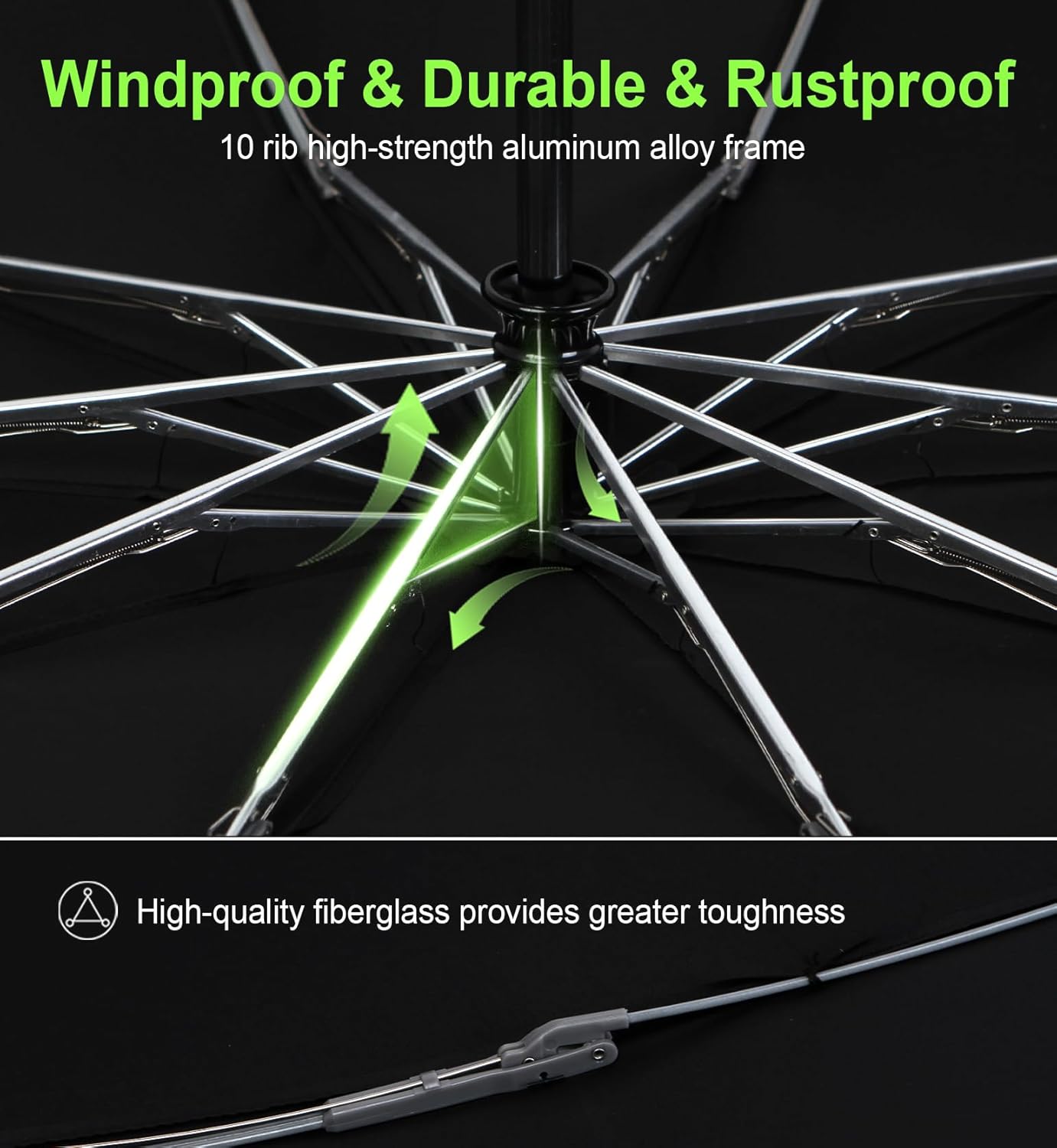 Thumbnail 2 de TUMAAOTU Compact Inverted Umbrella with Never Forget Carabiner Handle – windproof travel umbrella, auto open/close