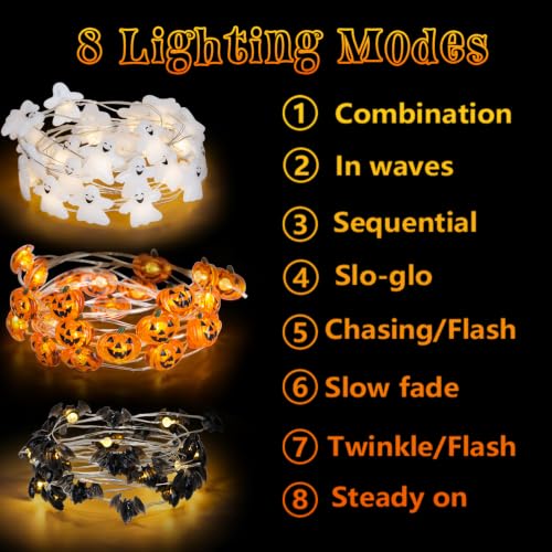 Detalle de Eambrite Halloween string lights, 3-piece set