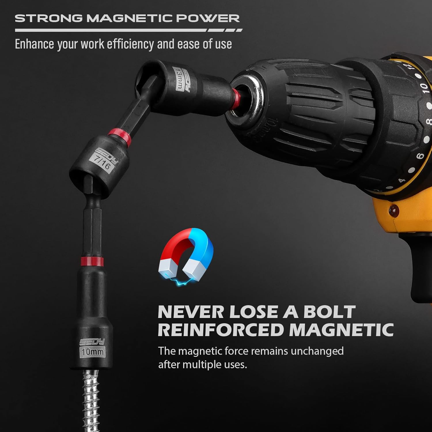 Thumbnail 5 de SEDY 84099 80-Piece Magnetic Impact Nut Driver Set, Metric & SAE