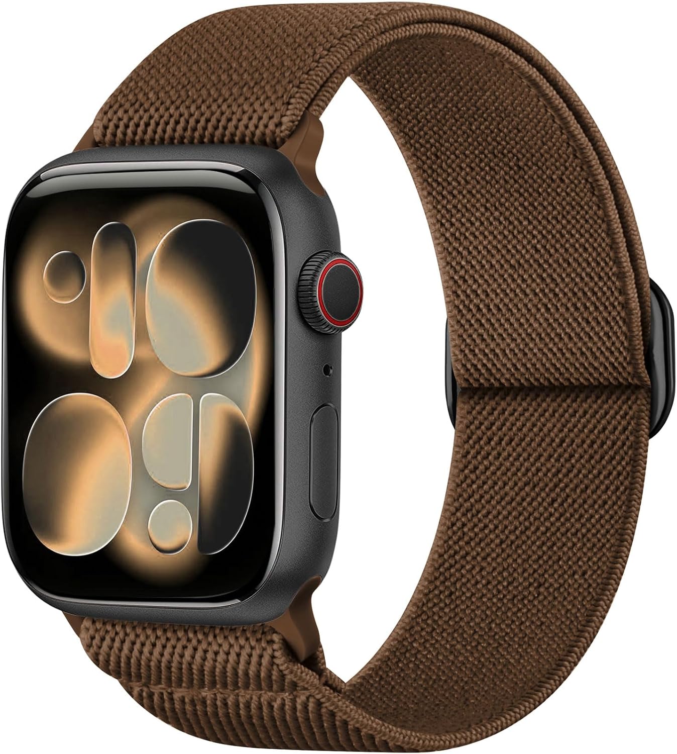 Detalle de Ynitec Stretchy Straps for Apple Watch – Elastic Nylon Loop, 38–42mm, for Series 11 to Ultra, Brown