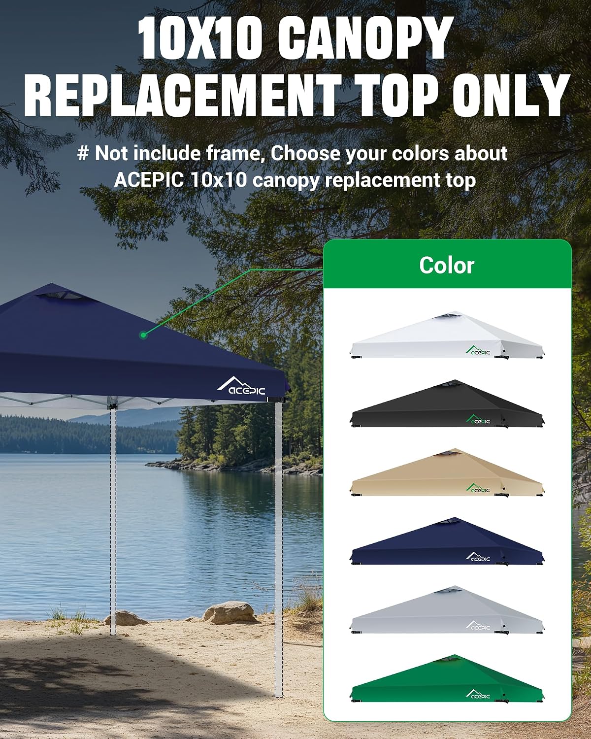 Detalle 2 de Acepic CT1-Navy Blue-AC1 10x10 Canopy Replacement Top with Air Vent