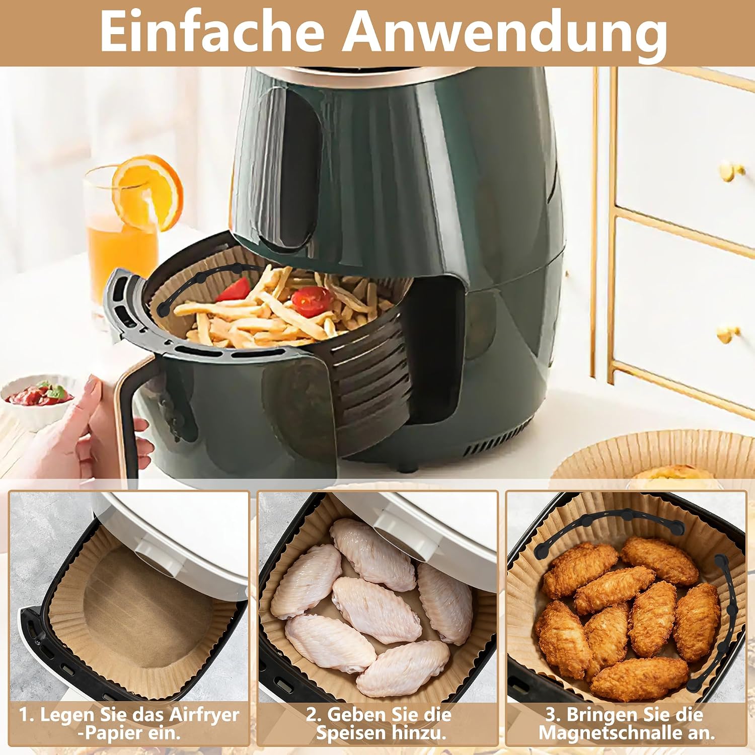 Thumbnail 5 de Xahpower 4er-Pack Magnet-Silikonschnallen für Airfryer-Backpapier (waschbar, wiederverwendbar)
