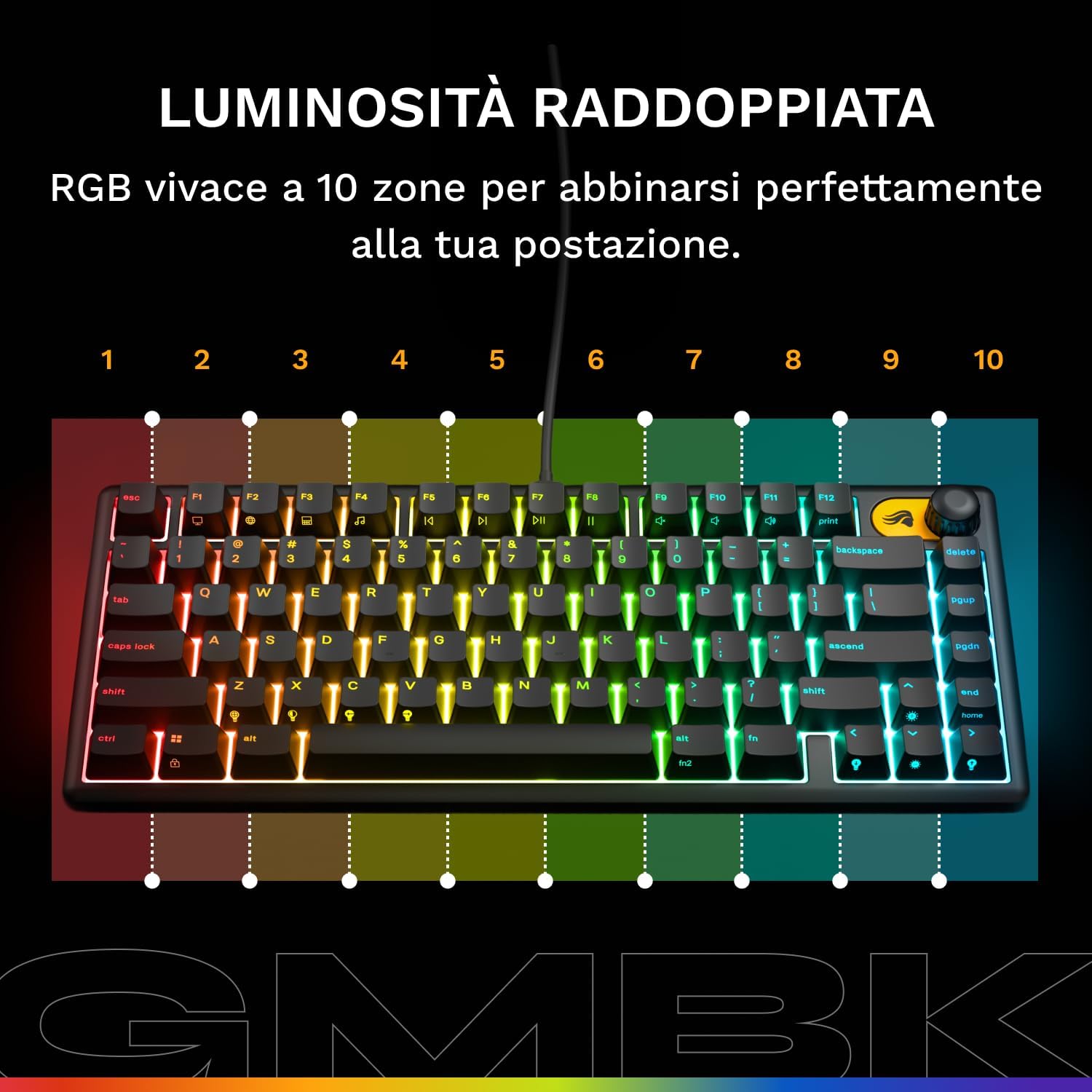 Detalle 1 de GLORIOUS GMBK 75% tastiera gaming RGB 10 zone
