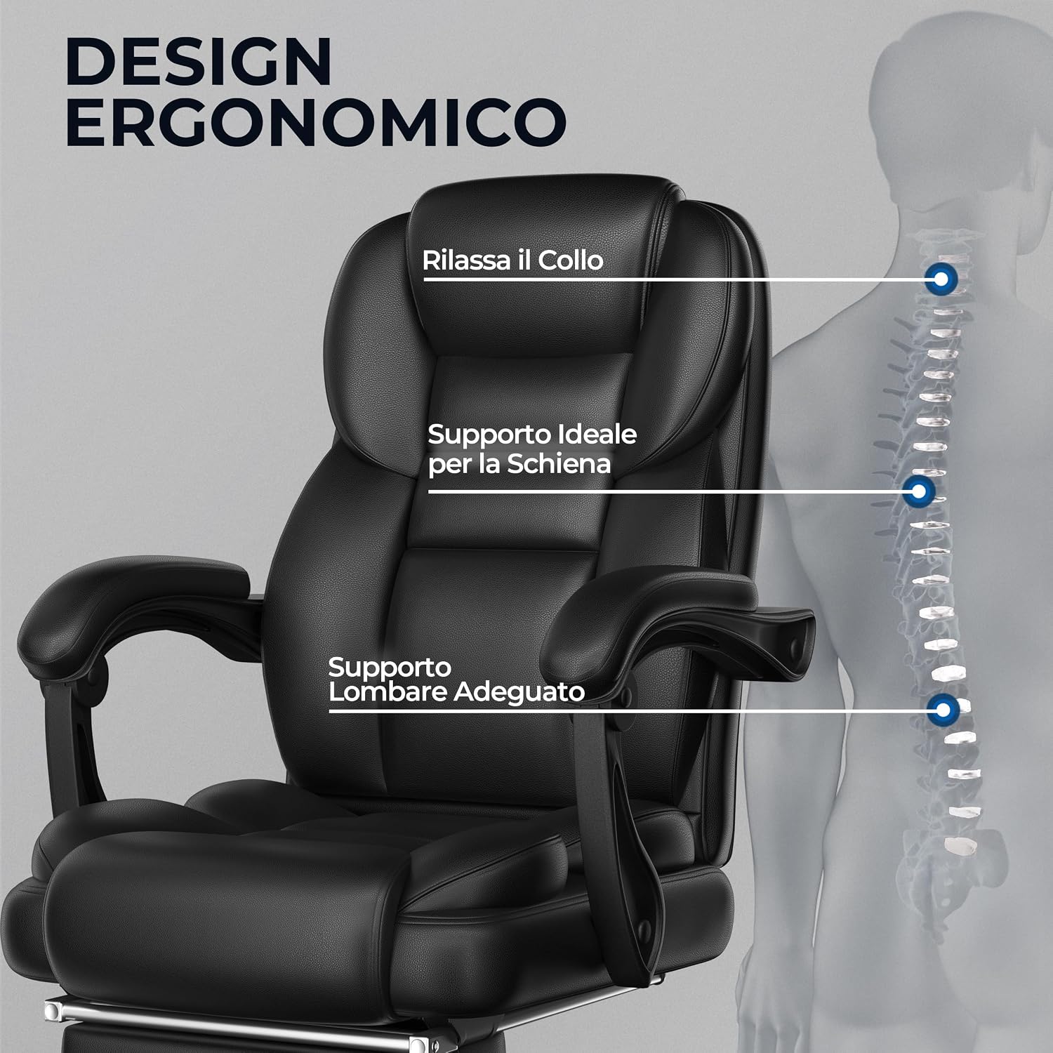 Thumbnail 6 de Yaheetech Poltrona Ufficio Ergonomica 136 kg 💺