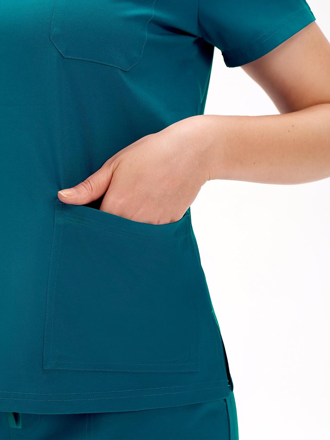 Detalle 1 de COZYFIT Women's Scrubs Set, V-Neck Top and Straight Cargo Pants, 12 Pockets