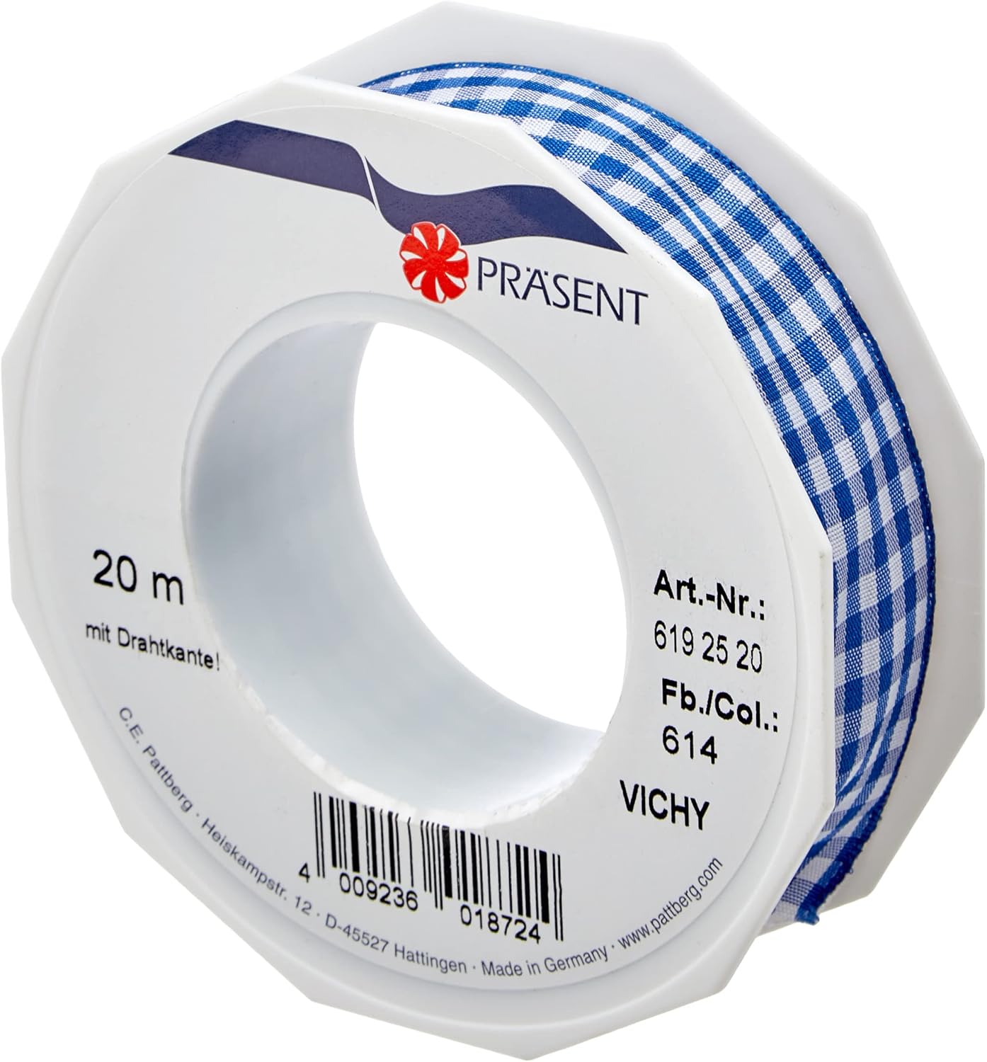 Detalle de PRÄSENT Vichy Geschenkband 20 m 25 mm