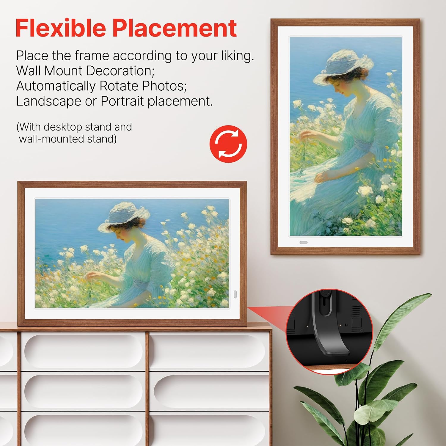Detalle 2 de FANGOR 21.5" Large Digital Picture Frame with WiFi, 64GB Storage, Remote, Auto-Rotate