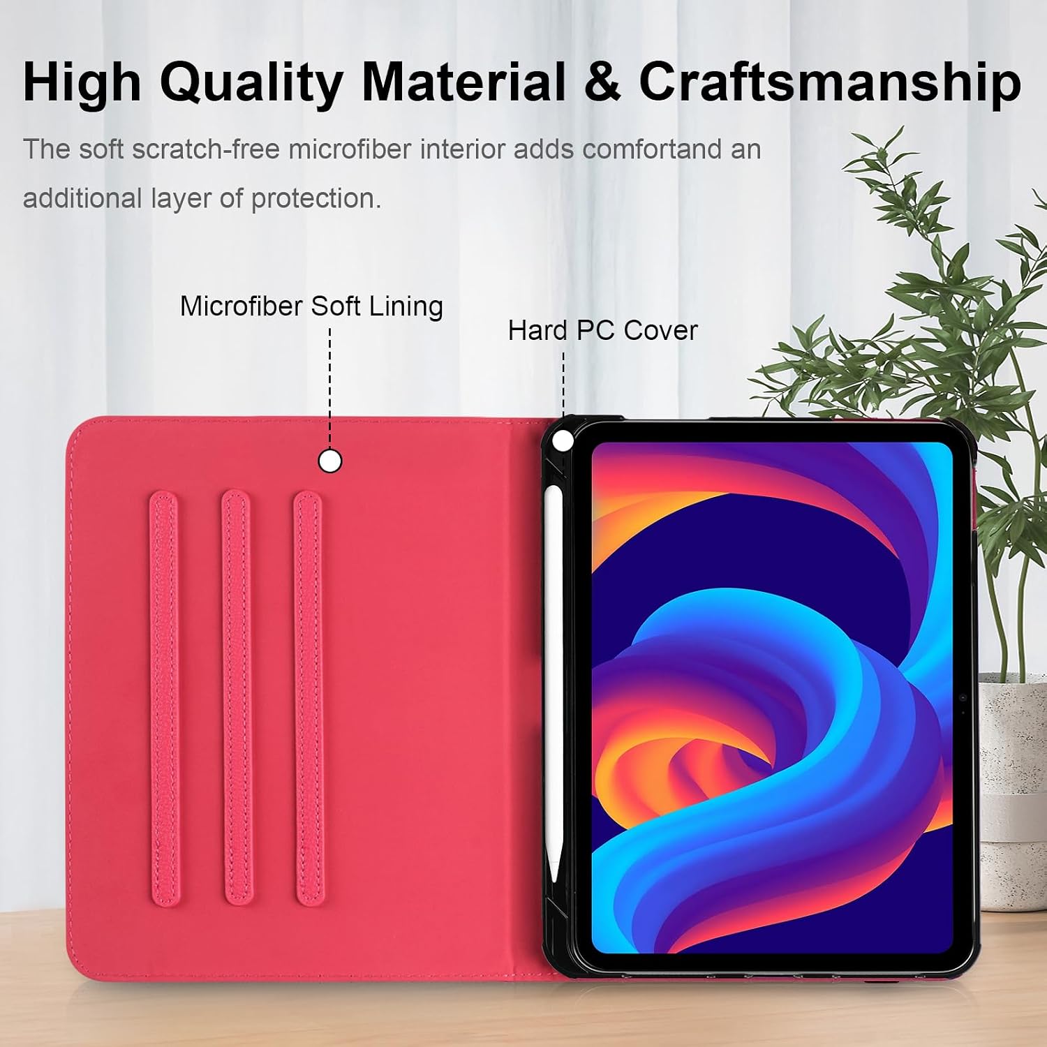 Detalle 2 de HGWALP Protective Case for iPad (A16) 11th Gen 11-Inch (2025) & iPad 10th Gen 10.9-Inch (2022) – Hotpink