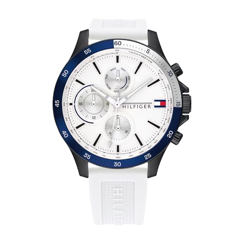 Detalle de Tommy Hilfiger Analogue Multifunction Quartz Watch for Men (1791723) with White Silicone Bracelet