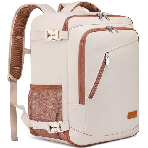 Detalle de WENIG Mochila de viaje cabina 40x30x20 cm con puerto USB para portátil 14" | Beige-marrón