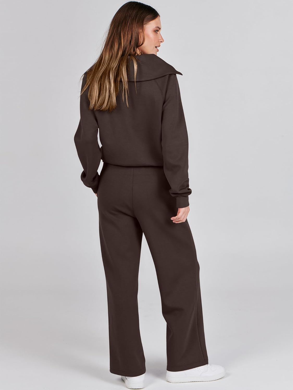 Thumbnail 3 de ANRABESS Two-Piece Autumn women's set: oversized half-zip top + wide-leg pants
