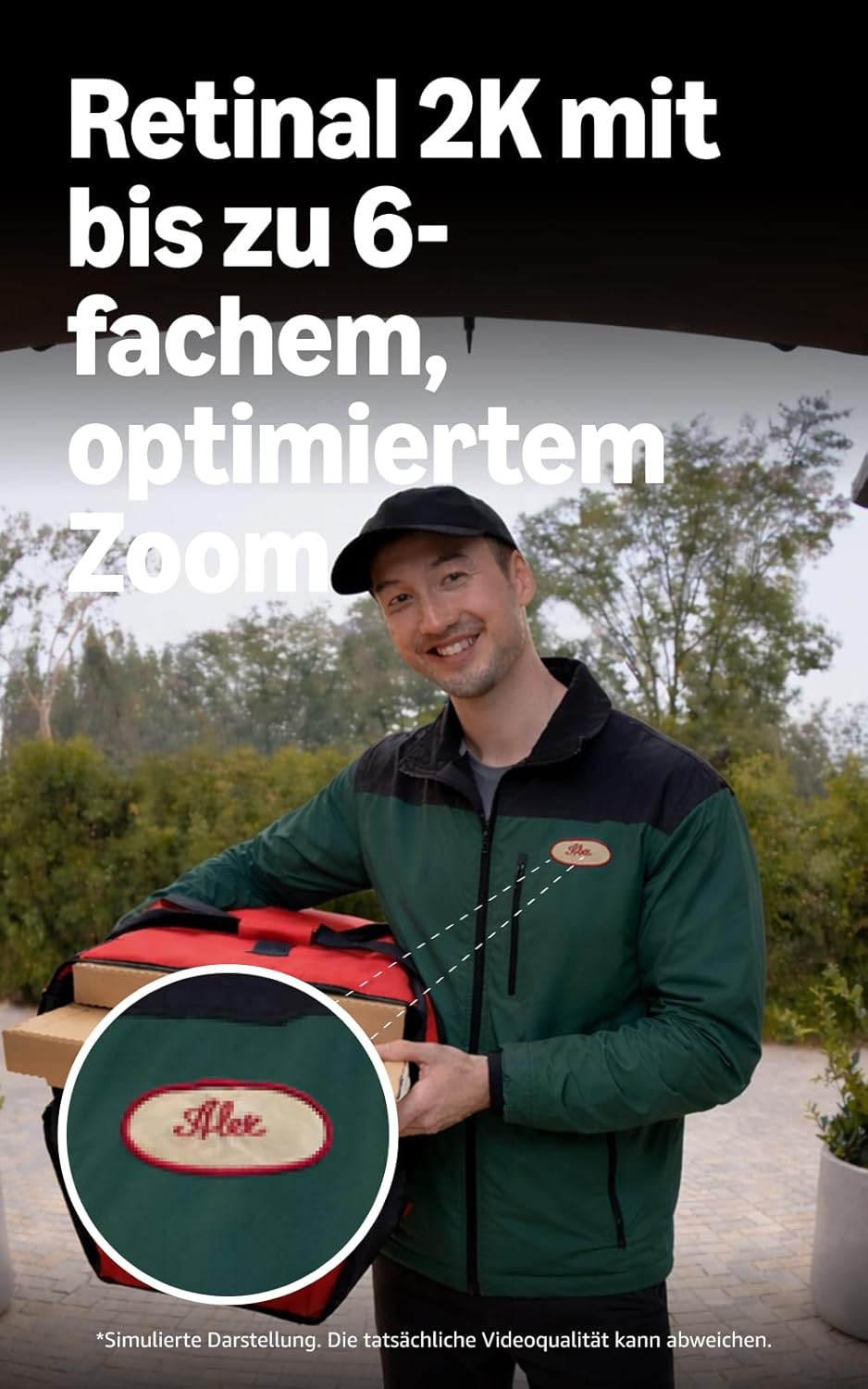 Detalle 2 de Ring Akku-Videotürklingel (Neueste Gen.) mit Retinal 2K, 6x Zoom & Chime Pro – Komplettpaket
