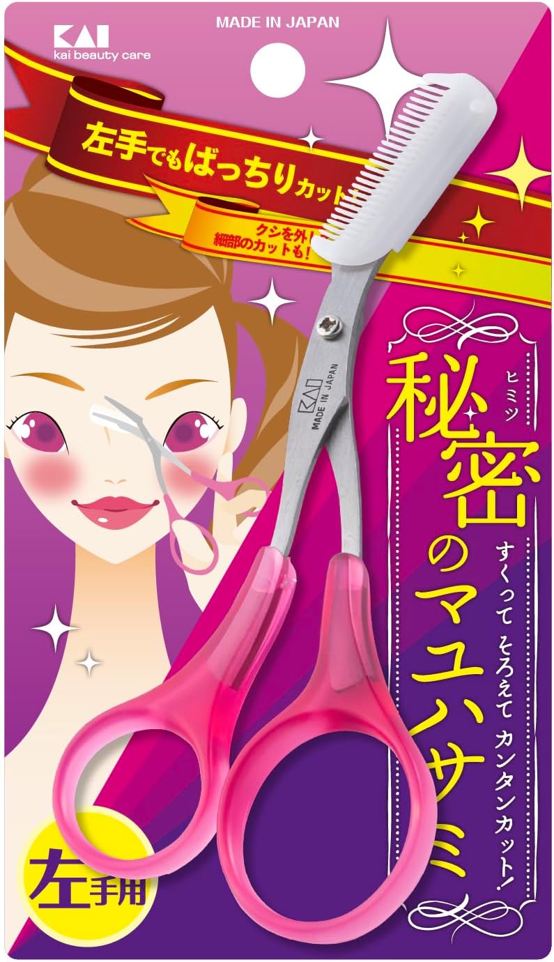 Thumbnail 6 de 貝印 KAI KQ3032 クシ付き眉毛ハサミ 着脱式コーム・ピンク・右手専用・日本製