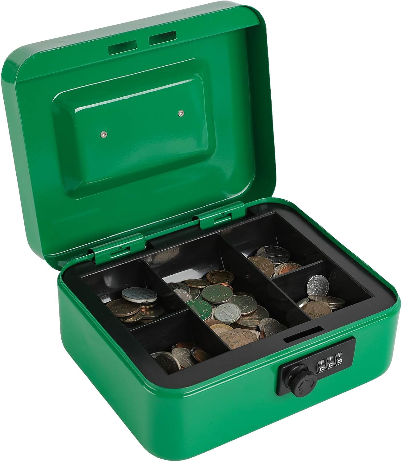 Detalle 2 de xydled XYD-QX-CL-M-8016 Medium Steel Cash Box, Green, Combination Lock