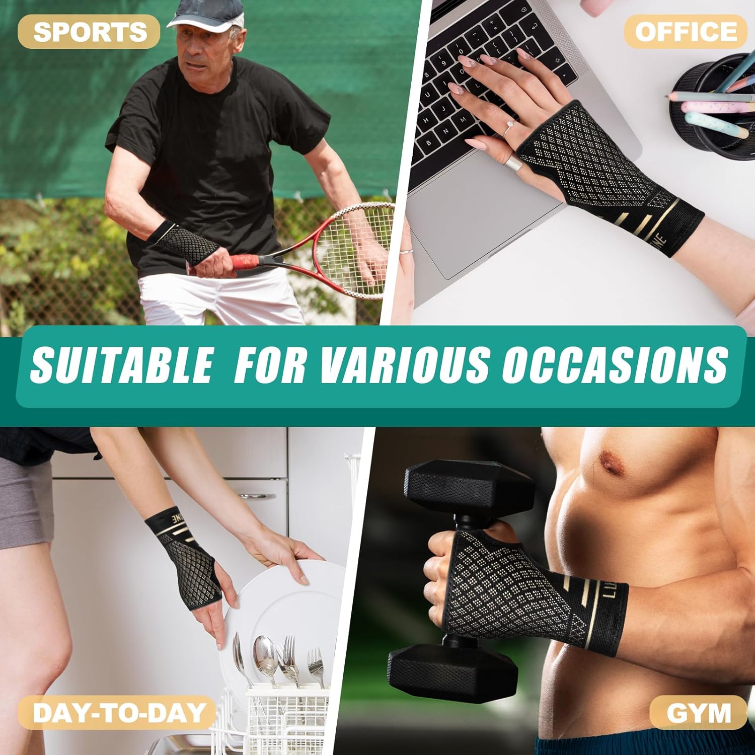 Thumbnail 6 de Lusenone Copper Wrist Supports 2 Pack