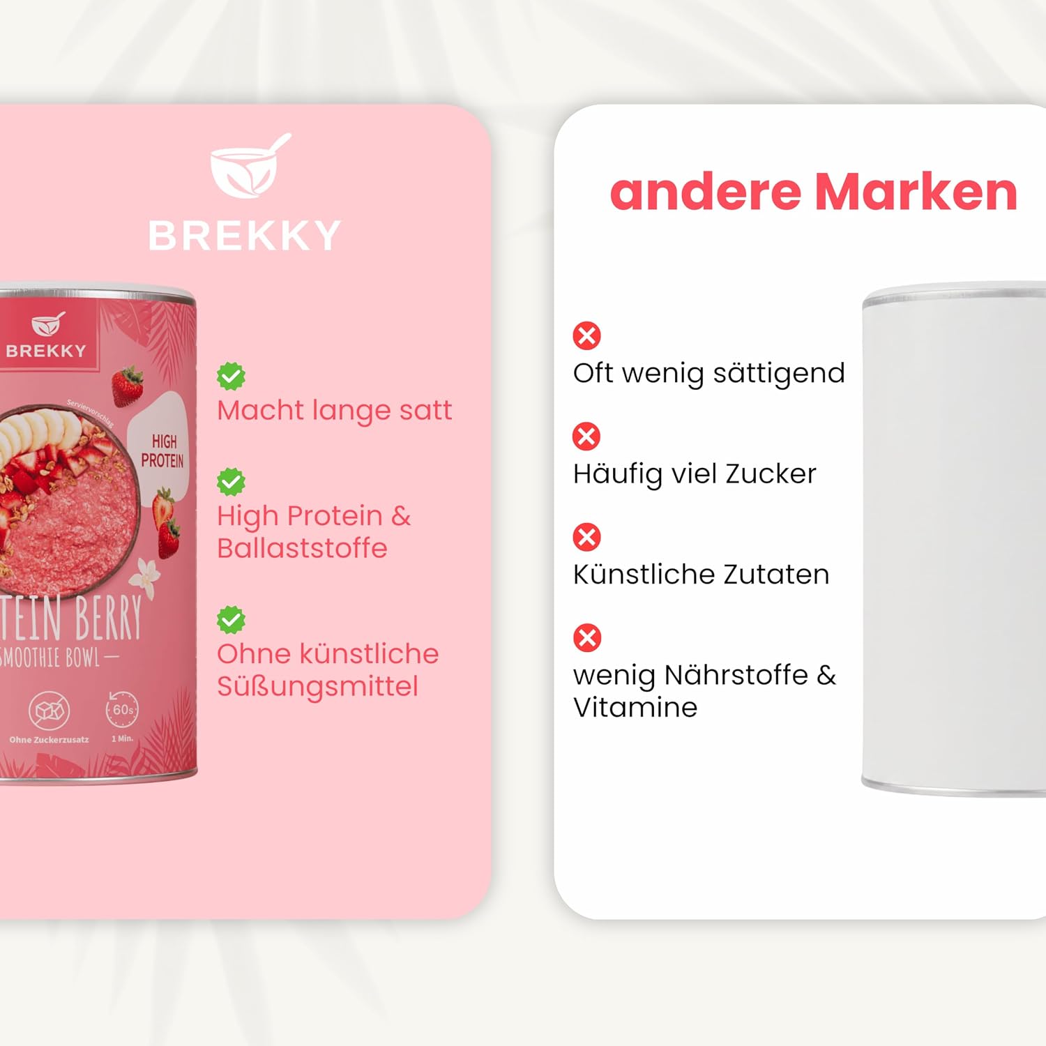 Detalle de BREKKY Protein Smoothie Bowl „Protein Strawbeery“ – vegan, ohne Zuckerzusatz, 100% natürliche Zutaten