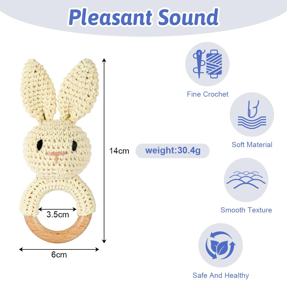 Detalle 2 de OFFCUP Babyrassel Gehäkelter Greifling Hase