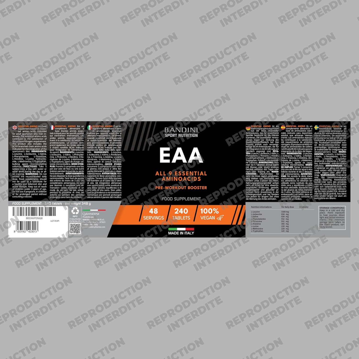 Thumbnail 4 de Bandini® EAA essentiële aminozuren, 240 veganistische tabletten met 9 EAA's