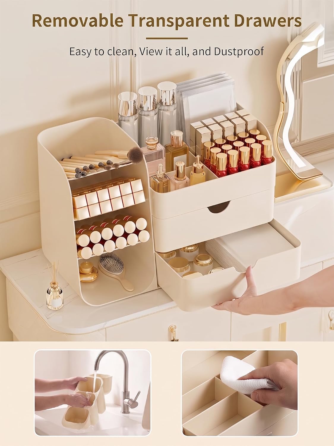 Thumbnail 4 de Makeup Organizer with Drawers Large Vanity Storage