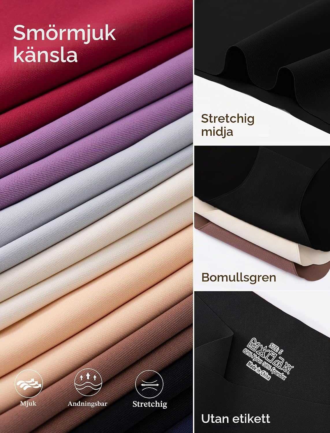Detalle 1 de VOENXE sömlösa bikinitrosor, 5-pack – mjuk hipstermodell