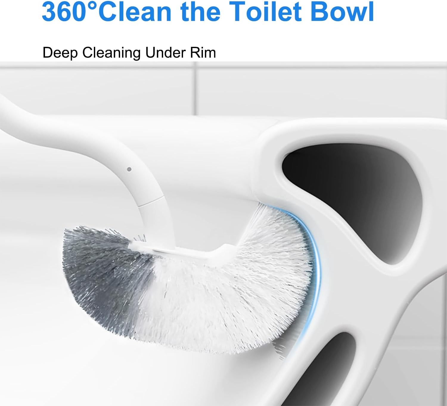 Thumbnail 1 de SUIXI lot de 4 brosses de toilette avec nettoyeur de bordures et manche long courbé (blanc)