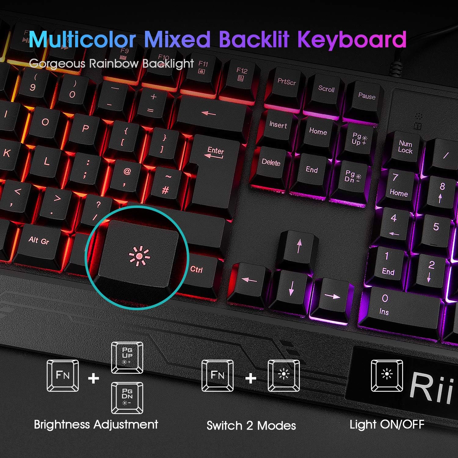 Detalle de Rii Gaming Keyboard and Mouse Set RGB