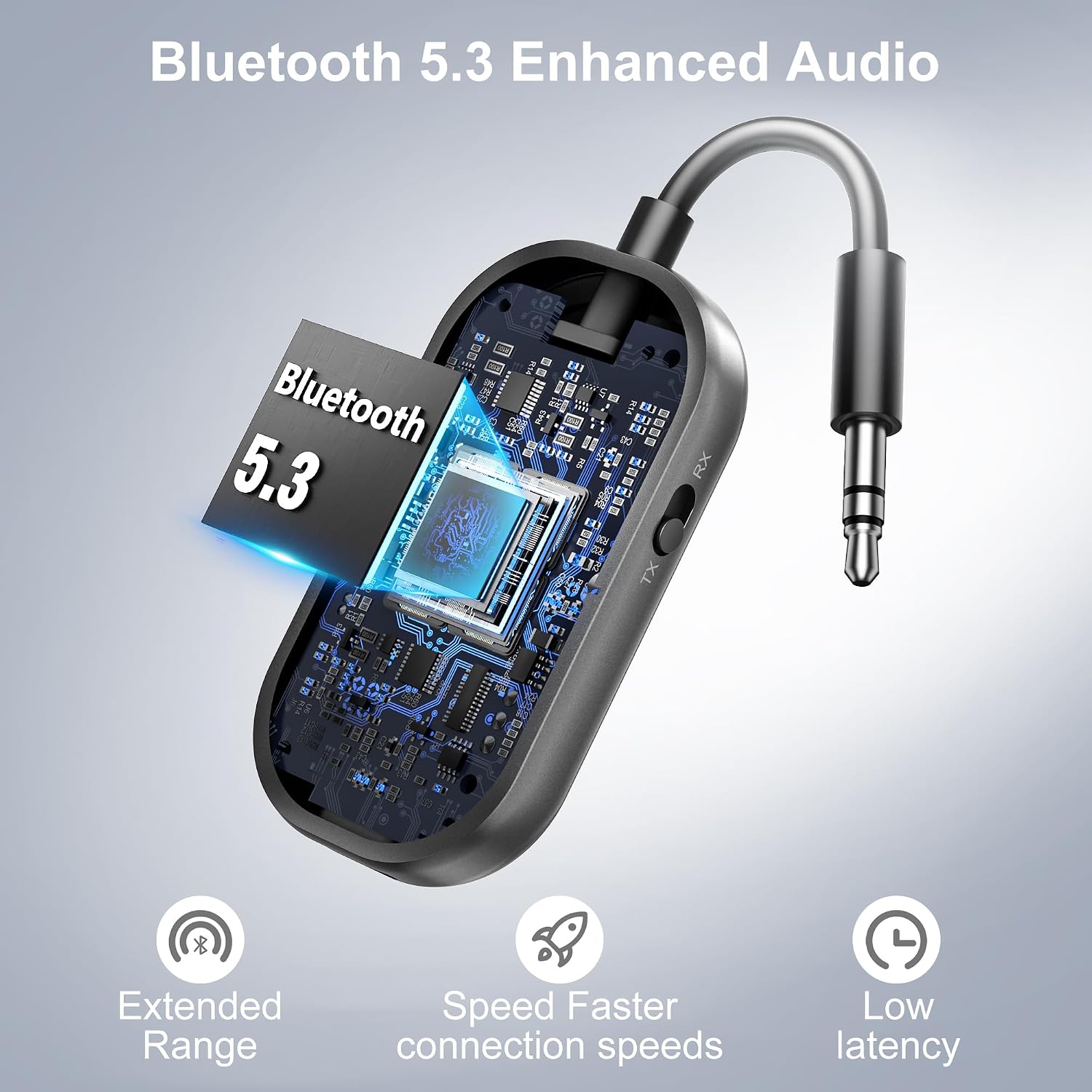 Detalle 2 de 2025 Bluetooth 5.3 2-in-1 Transmitter Receiver
