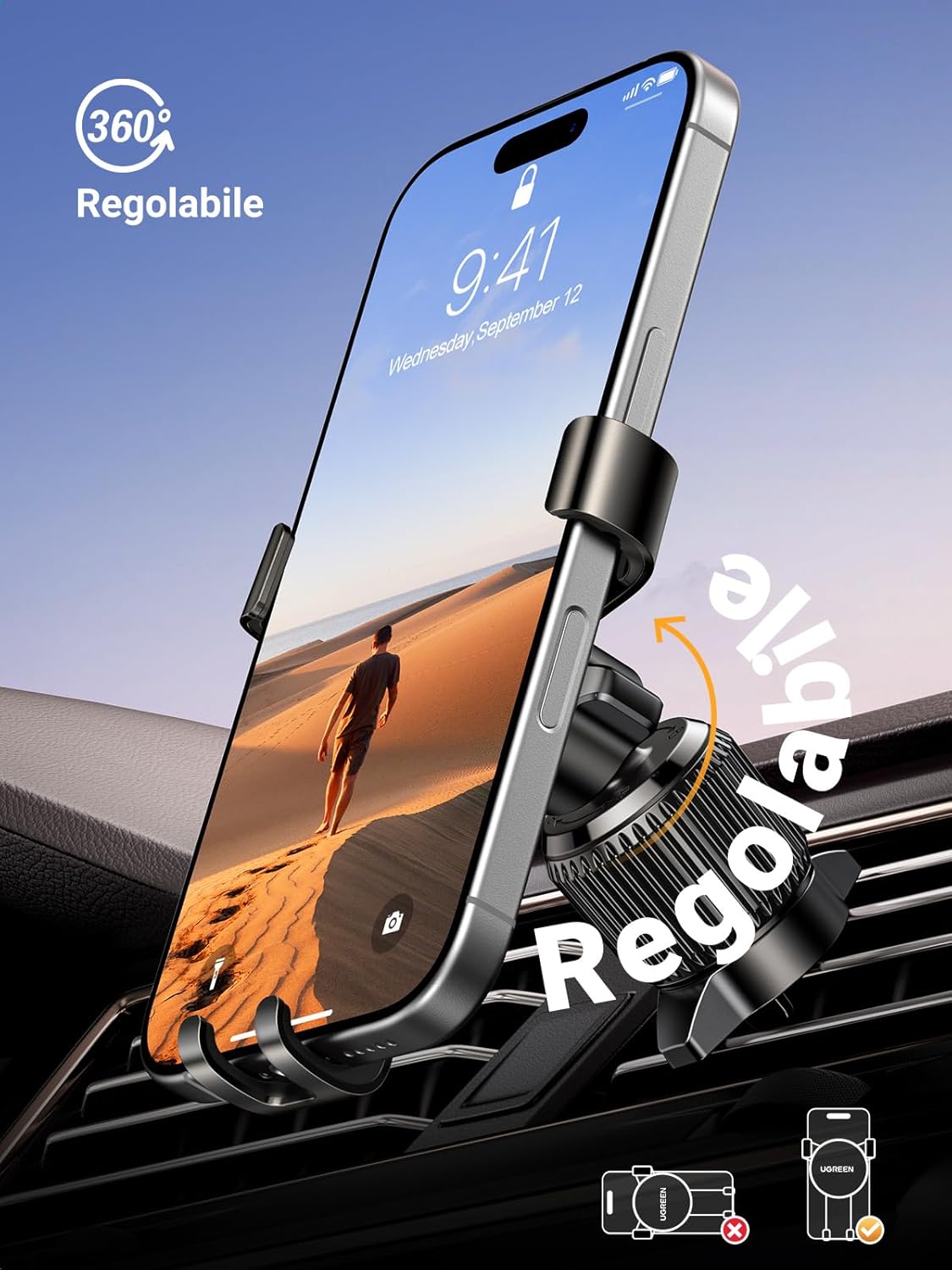 Thumbnail 5 de UGREEN Supporto telefono auto a gravità per bocchetta aria