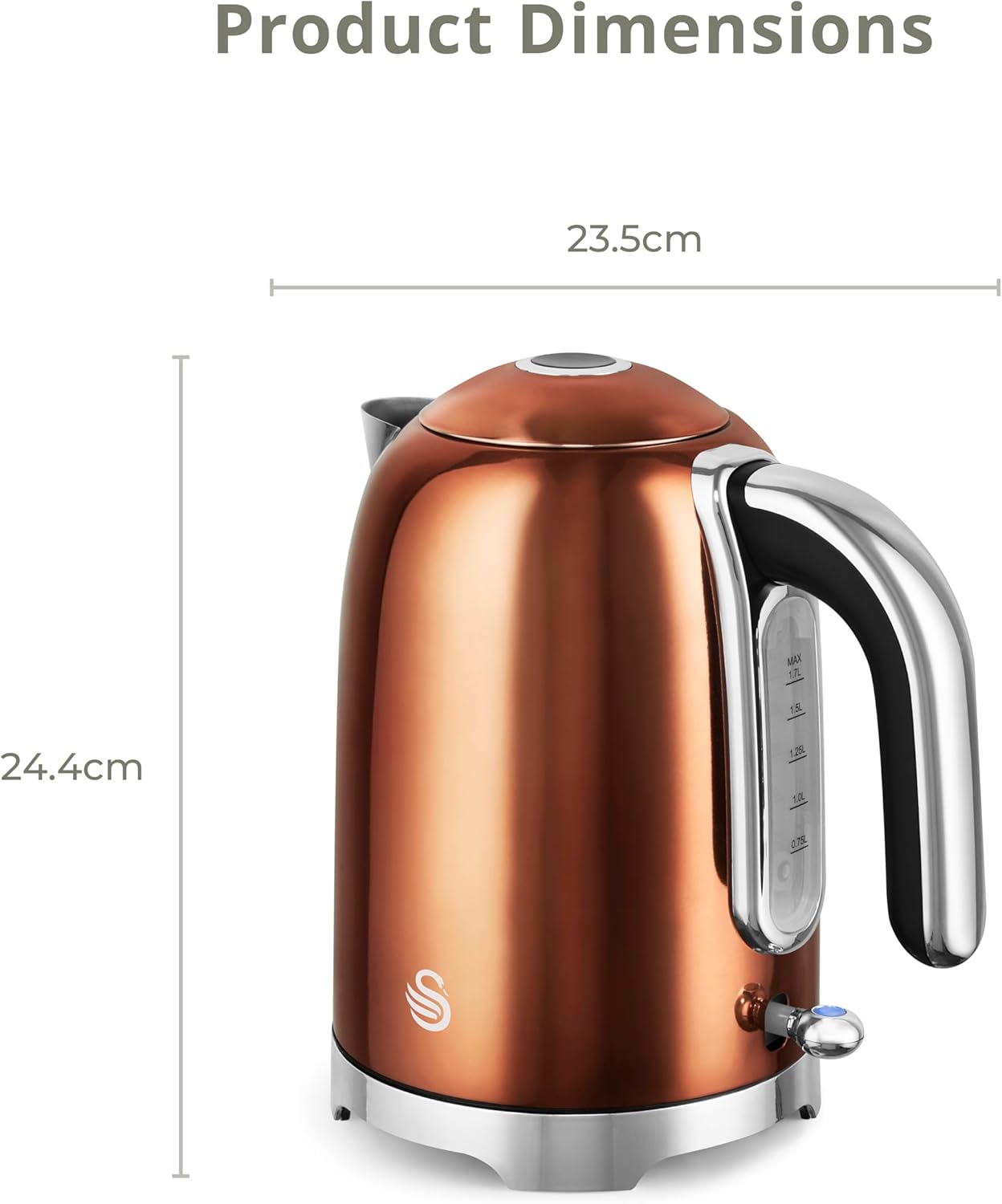 Thumbnail 5 de Swan Solace Cordless Kettle SK19026COP: Premium Copper with Chrome Trim, 1.7 L, 3000W