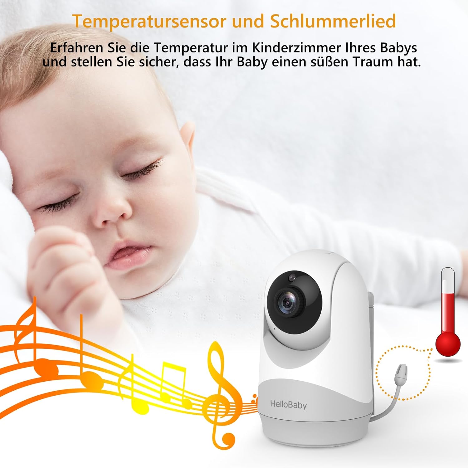 Thumbnail 6 de HelloBaby Babyphone mit Kamera – 3,2 Zoll IPS-Display, VOX-Modus, Nachtsicht, 2-Wege-Audio, ohne WLAN