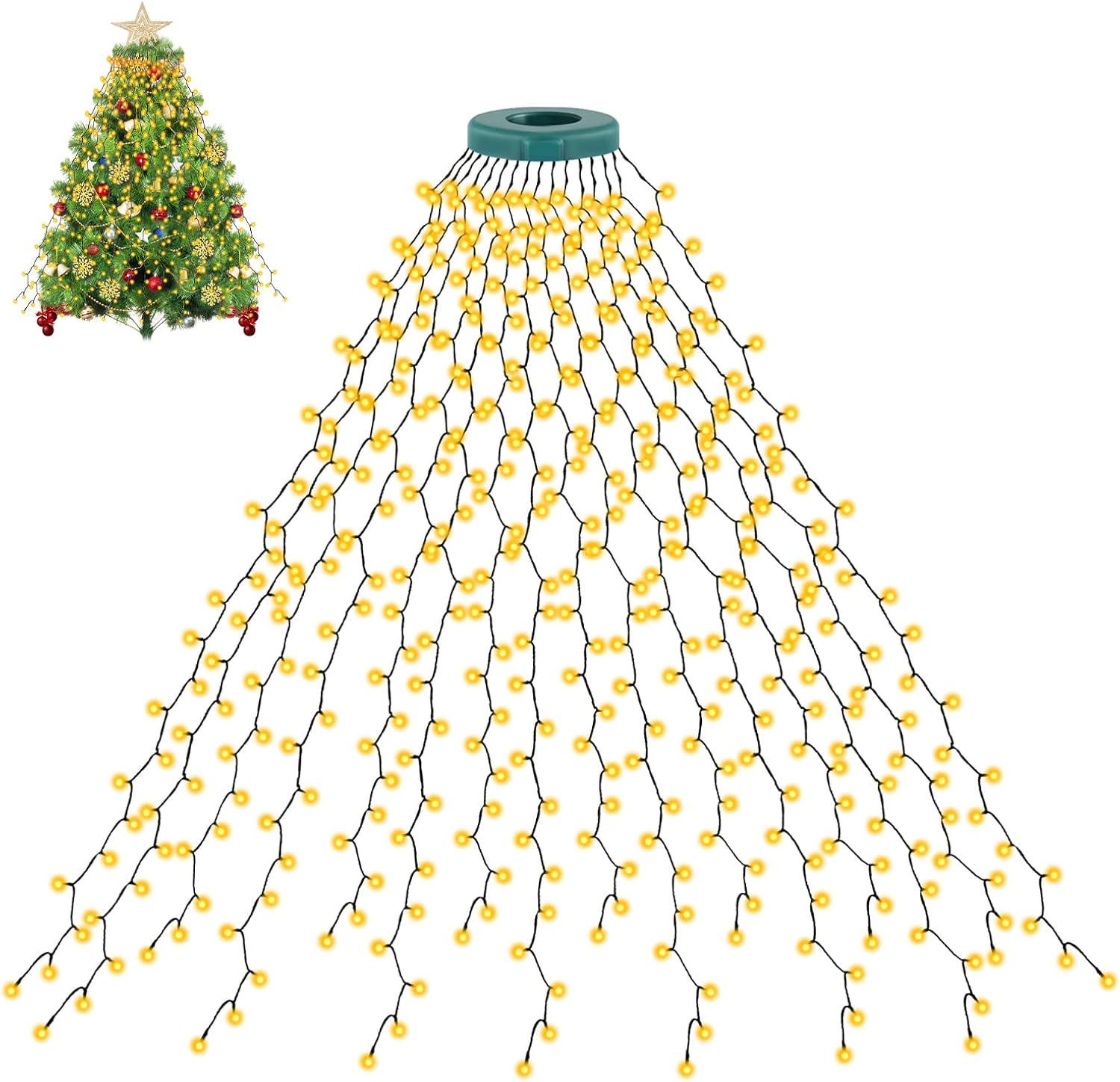 Detalle de cshare Christmas Tree Lights (2m, 400 LEDs) – mains powered fairy lights with 8 modes, memory & timer (warm white, IP44)