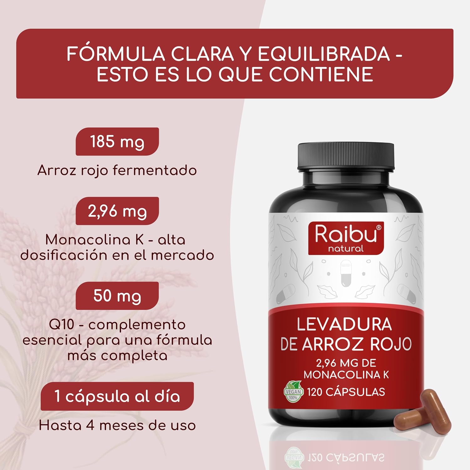 Thumbnail 2 de Levadura de arroz rojo con Q10 120 cápsulas