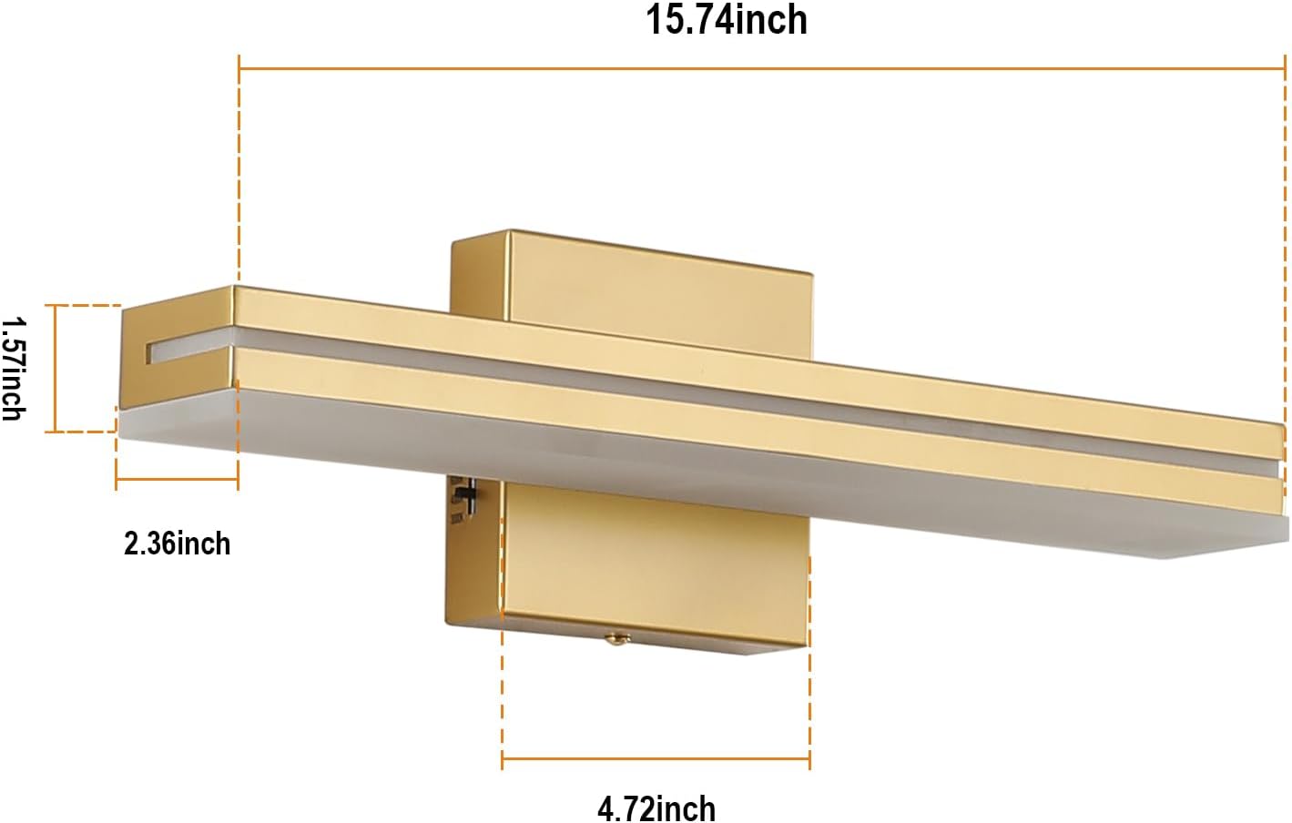 Detalle 1 de SineRise 603903aa-3e15-4b13-a5d6-2ffb60285ba0 16-Inch LED Vanity Light, Dimmable, Gold