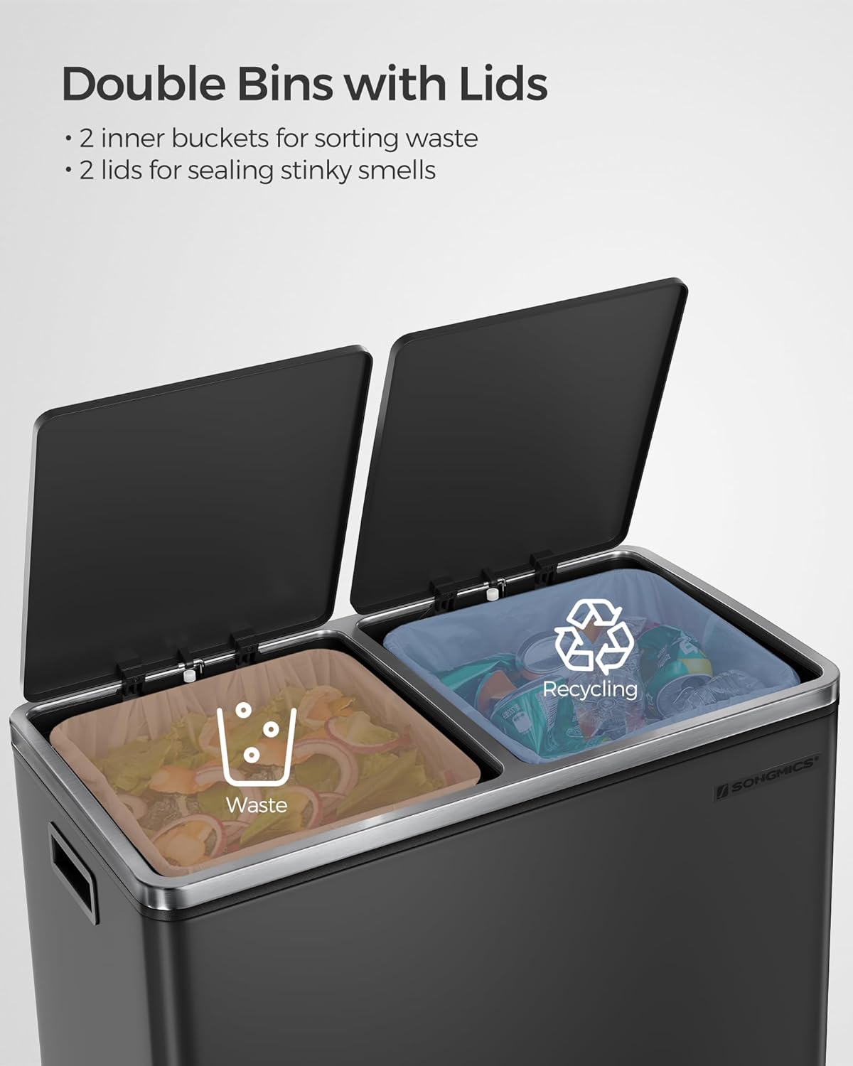 Thumbnail 2 de SONGMICS Dual Rubbish Bin 2 x 30L