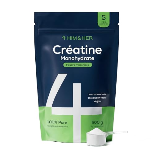 Creatine Monohydrate Poudre 500 g Micronisée Sans Goût – 147 Doses, Vegan (Marque 4)