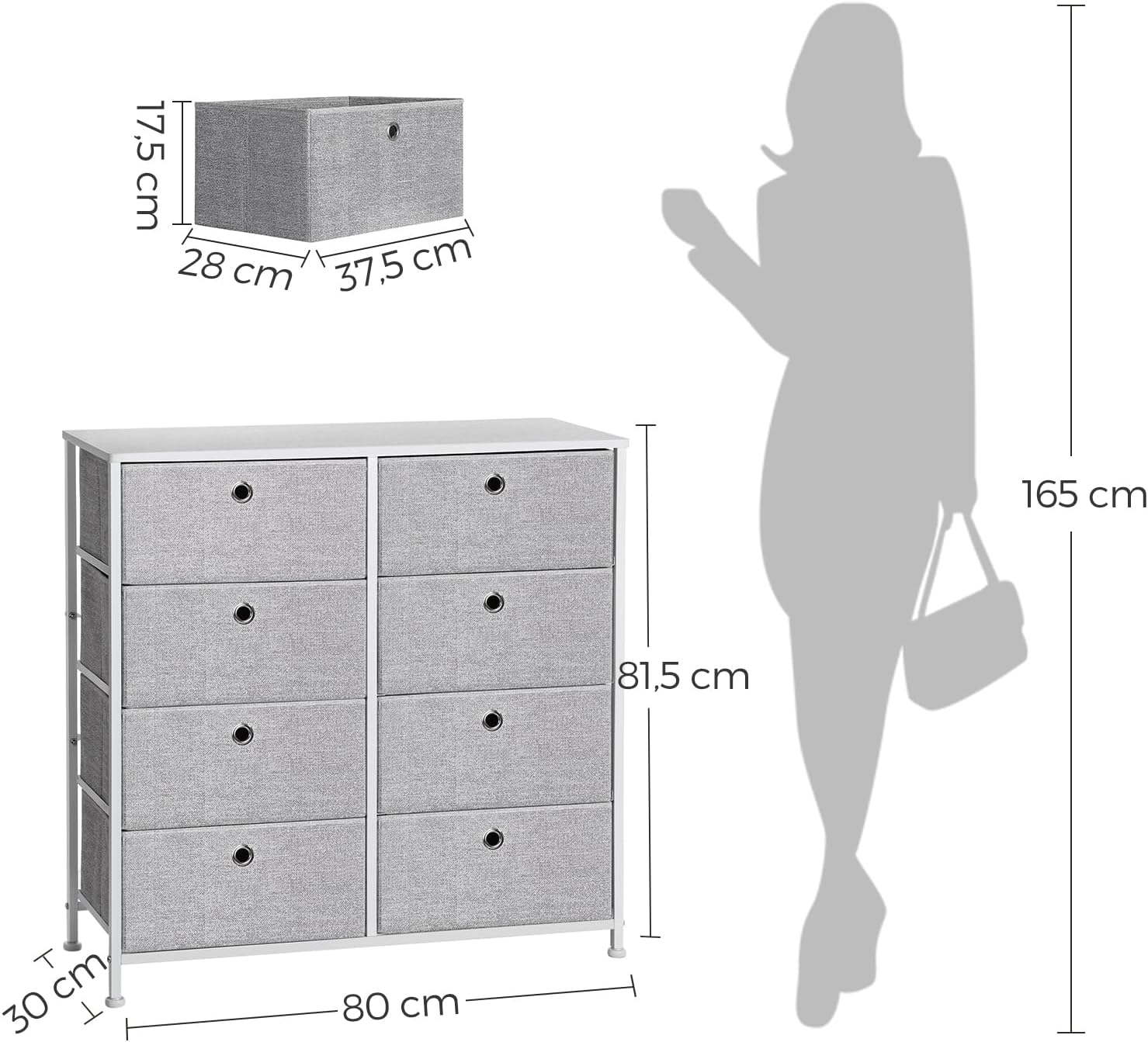 Thumbnail 2 de SONGMICS LTS24W commode 8 tiroirs 30 kg