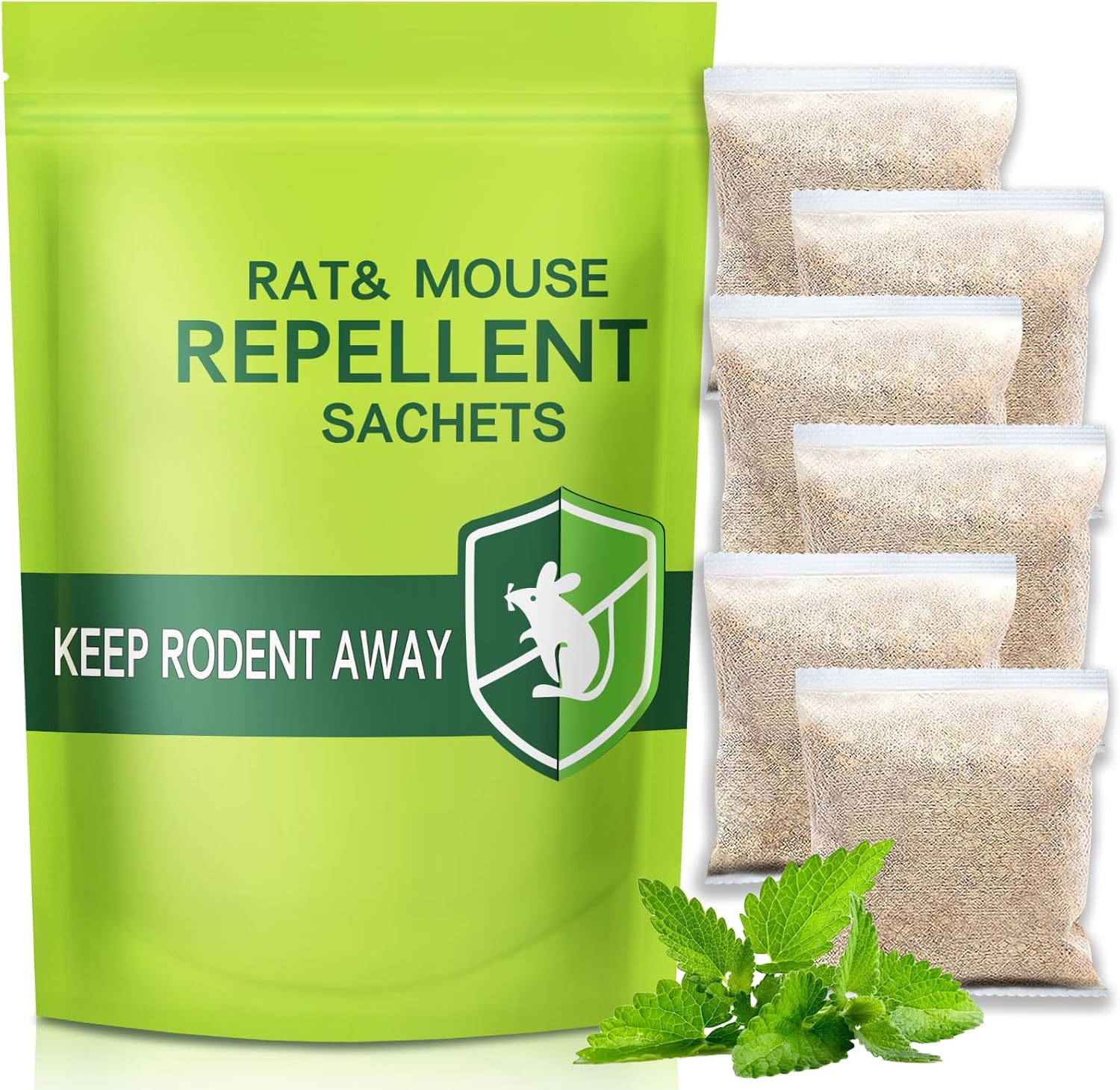 Mouse & Rat Repellent with Peppermint Oil – Natural indoor/outdoor rodent pouches for house, garage, garden, car & boat