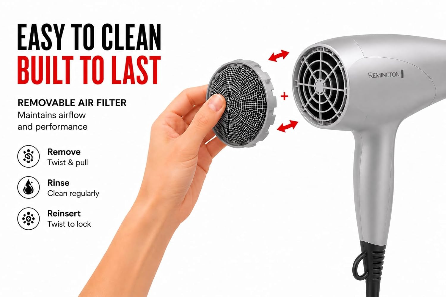 Thumbnail 6 de Remington Damage Protection Hair Dryer with Ceramic Ionic Tourmaline Technology (3-Piece Set)