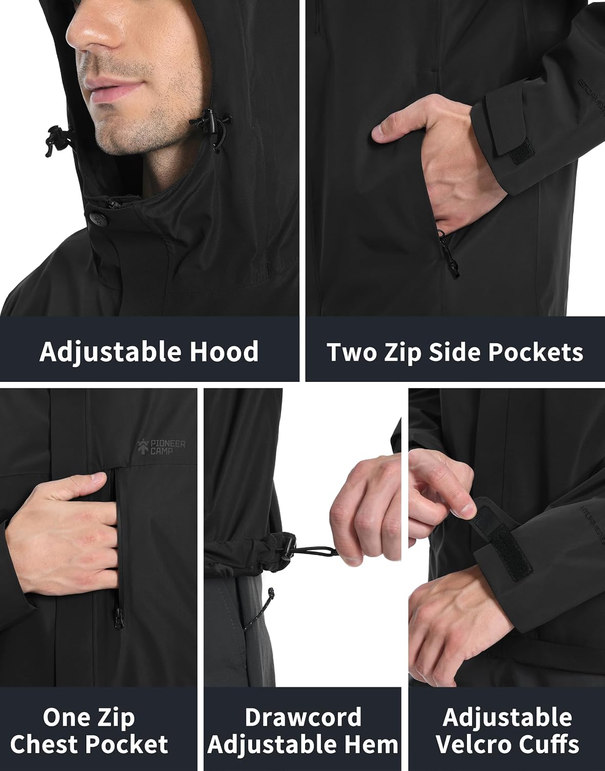 Thumbnail 6 de Pioneer Camp Herren Regenjacke – wasserdicht & atmungsaktiv mit Kapuze, 4 Taschen