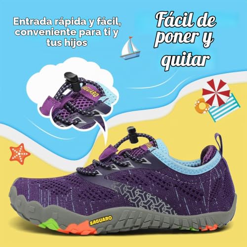 Detalle de SAGUARO Zapatillas de Trail para niñas: comodidad barefoot, tracción y transpirabilidad para aventuras al aire libre