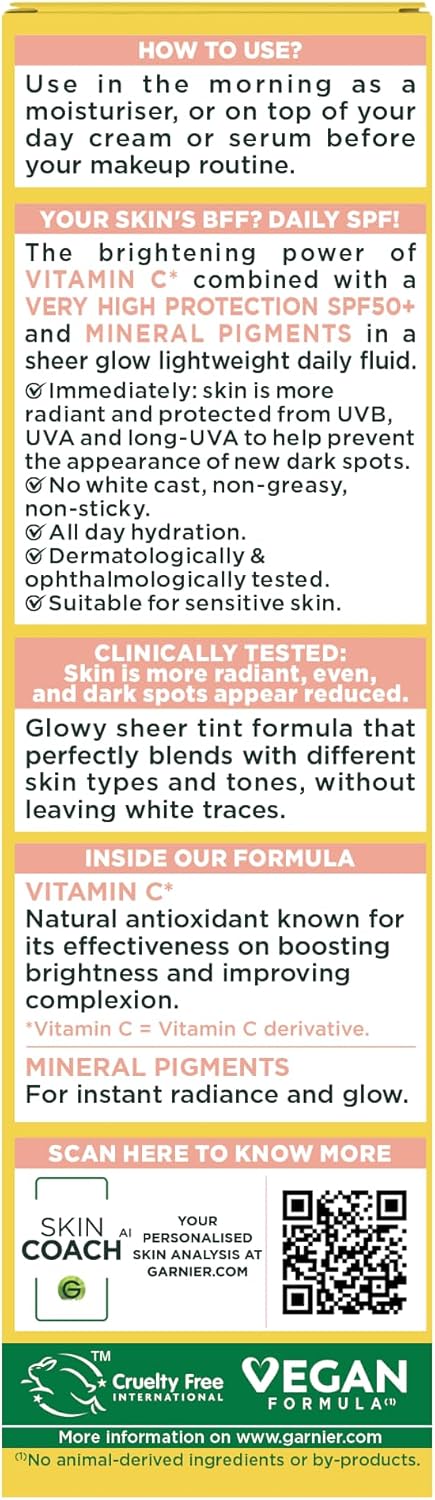 Detalle 2 de Garnier Vitamin C Daily UV Brightening Fluid Sheer Glow, SPF50+, 40ml