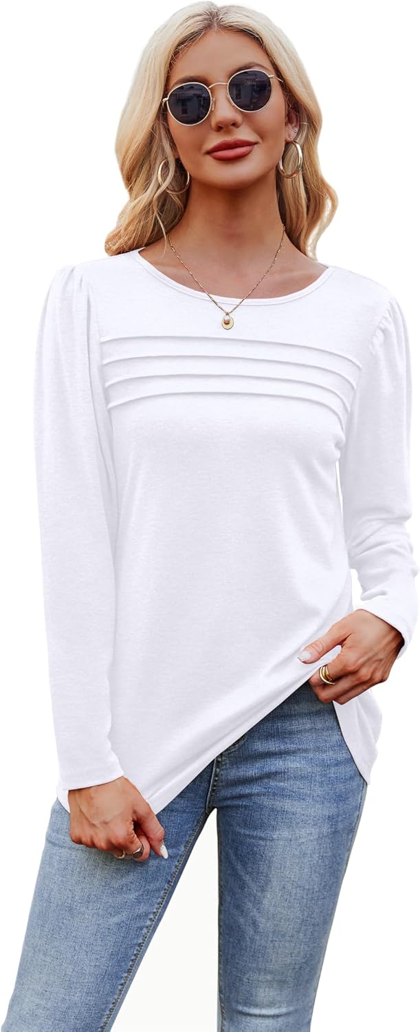 Thumbnail 3 de Aokosor women’s long sleeve crewneck sweatshirt tunic with pleated front and side split