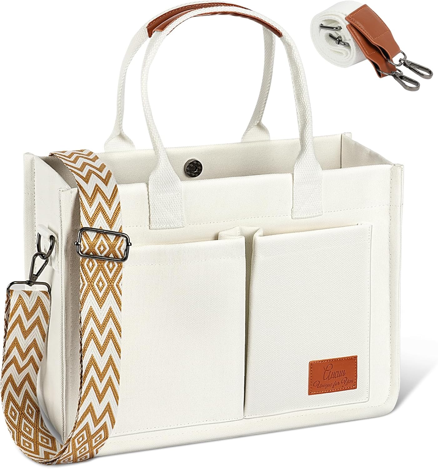 Detalle de Aucuu Sac Fourre-Tout en Toile pour Femme – Grande Capacité avec Sangles Amovibles