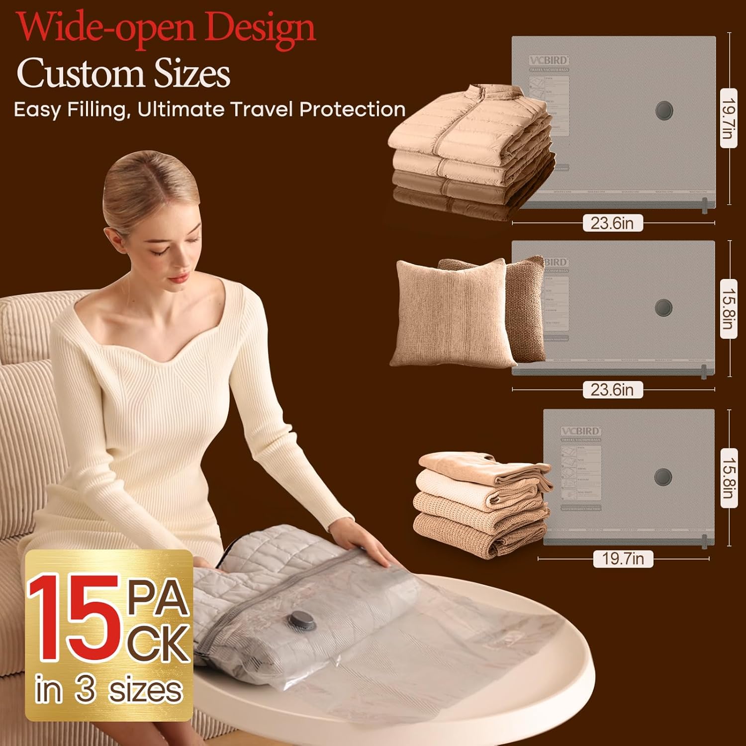Detalle de Vacbird Travel vacuum bags 15 pack