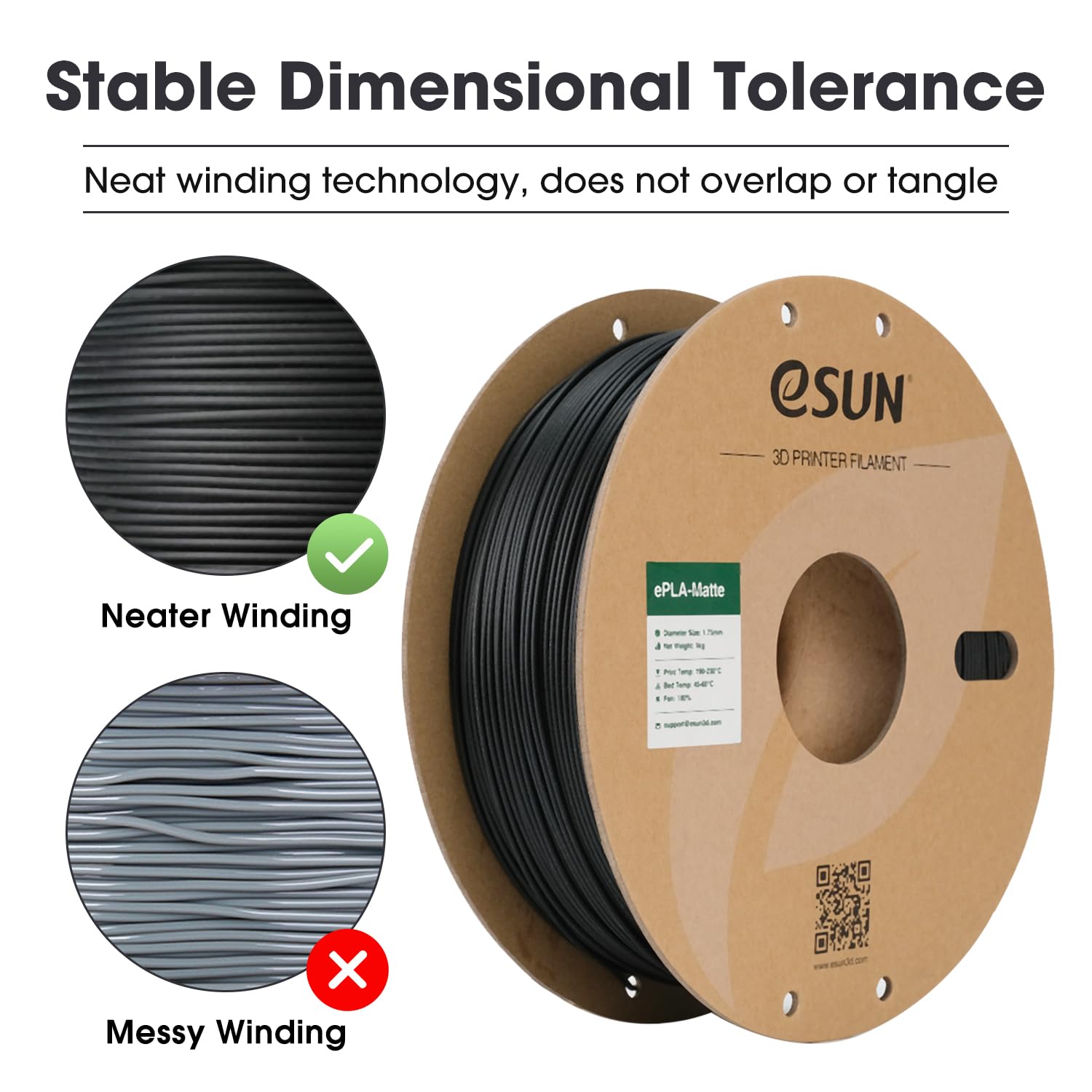 Thumbnail 4 de eSUN PLA Mate 3D Filamento 1.75mm, 2x1kg, Negro y Rojo 🎨